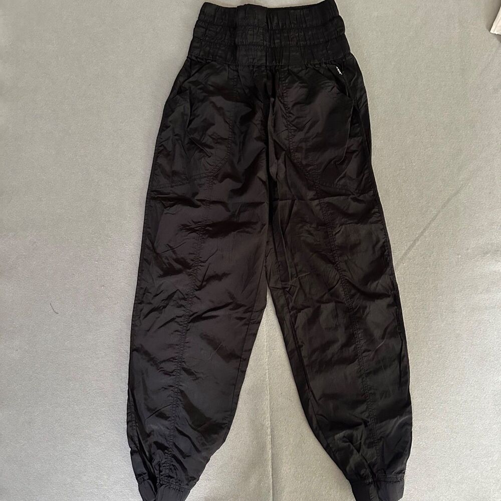 FP Movement Free People The Way Home Joggers Black Nylon Pants High Rise Windbre